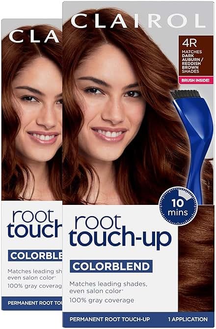 Clairol Root Touch-Up by Nice'n Easy Permanent Hair Dye, 4R Dark Auburn/Reddish Brown Hair Color | 100% Gray Coverage | Easy Brush Application | Matches Professional Salon Shades | Pack of 2 - Product Image