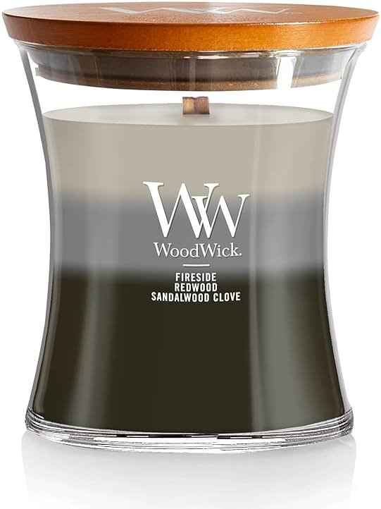 WoodWick Warm Woods Trilogy Holiday Candle Gifts for Women and Men, 9.7 oz Medium Hourglass Trilogy Candle with Crackling Wick - Product Image