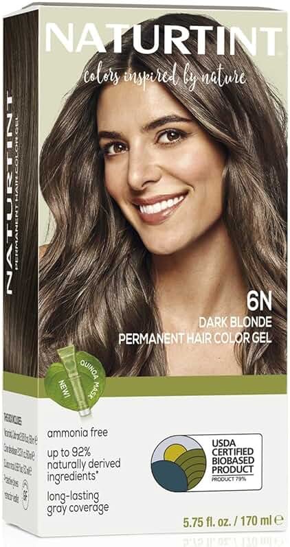 Naturtint 6N Dark Blonde Permanent Hair Color (Pack of 1), Ammonia Free, Vegan, Cruelty Free, up to 100% Gray Coverage, Long Lasting Results (Packaging may vary) - Product Image
