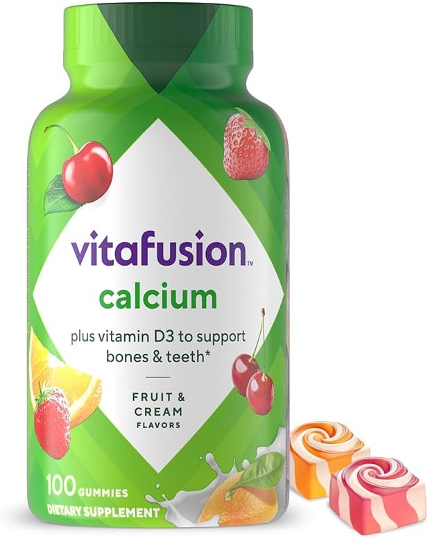 vitafusion Chewable Calcium Gummy Vitamins for Bone and Teeth Support, Calcium Gummies, Fruit and Cream Flavor, 100 Count, 50 Day Supply - Product Image