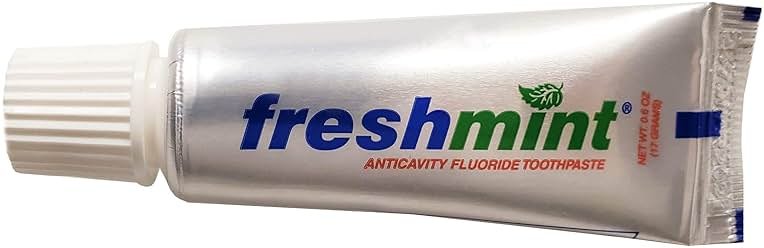 144 Tubes of Freshmint 0.6 oz. Anticavity Fluoride Toothpaste, Metallic Tube, Tubes do not have Individual Boxes for Extra Savings, Travel Size - Product Image