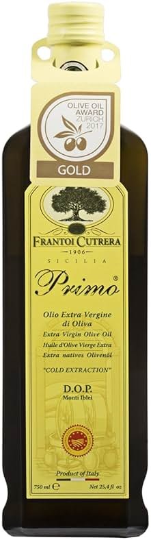 Frantoi Cutrera Primo Cold Extracted Italian Extra Virgin Olive Oil Cold Pressed, Polyphenol Rich Olive Oil, Authentic Certified DOP Sicilian EVOO Imported From Italy, 25.4 fl oz (Pack of 1) - Product Image