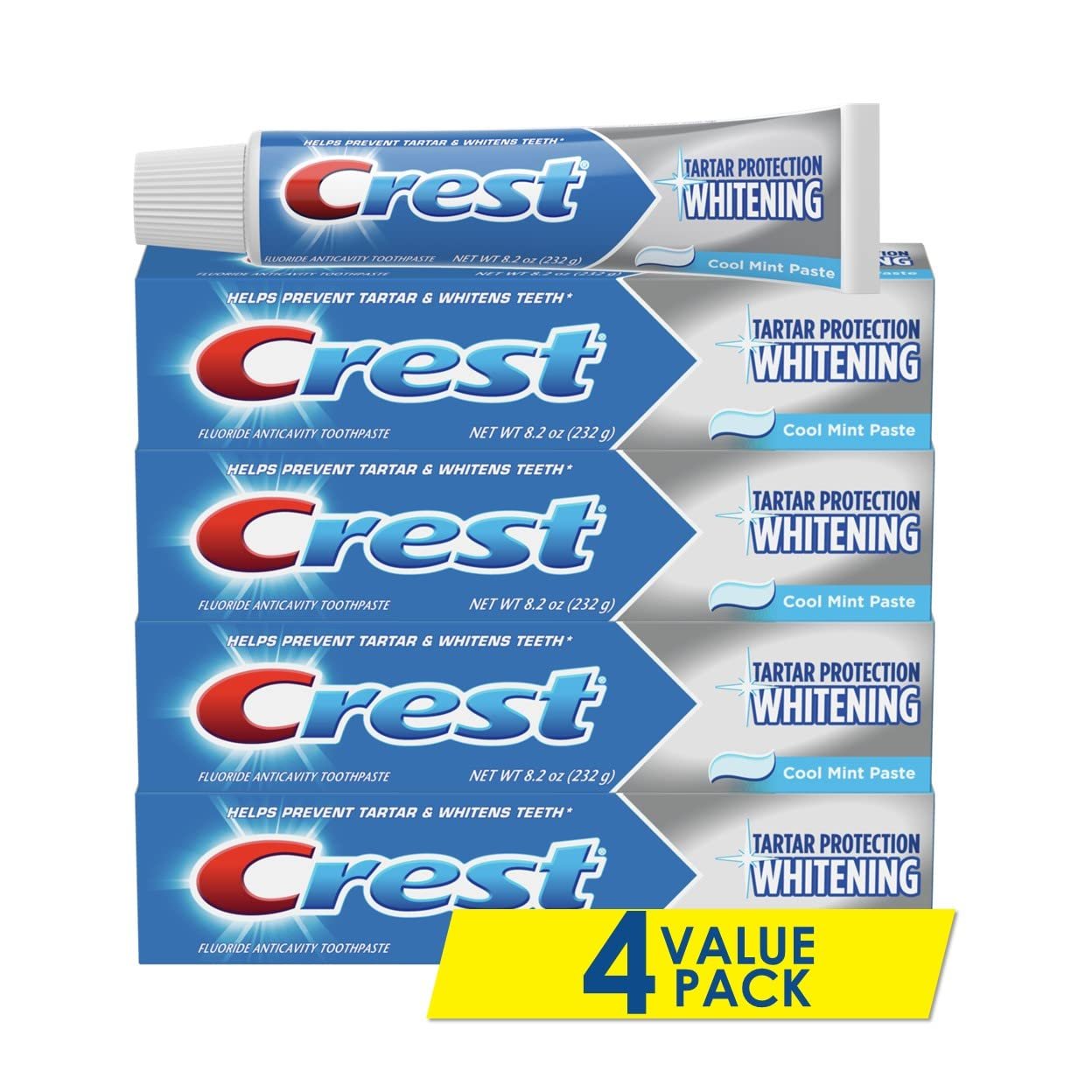 Crest Tartar Protection Whitening Cool Mint Flavor Toothpaste 8.2 Oz (Pack of 4) - Product Image