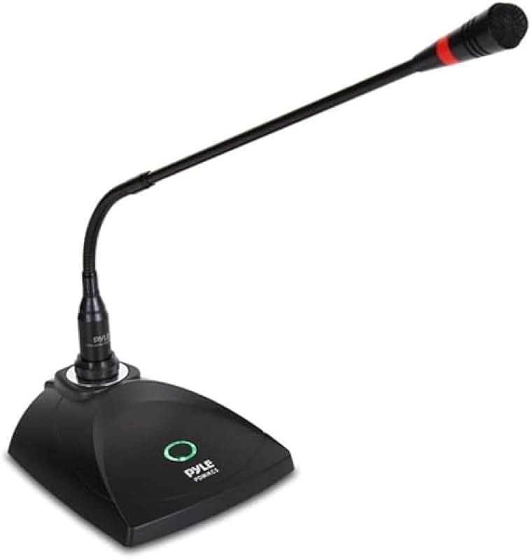 Desktop Gooseneck Wired Microphone System - Table Mounted Corded Voice Condenser Mic with Pop Filter - XLR to 1/4'' Sound Cord - for Karaoke, Conference, Studio Audio Recording - Pyle PDMIKC5 Black - Product Image