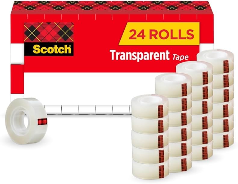 Scotch Transparent Tape, 1 Inch Core, Refills, 3/4 in. x 1,000 in., 24 Clear Tape Refill Rolls - Product Image