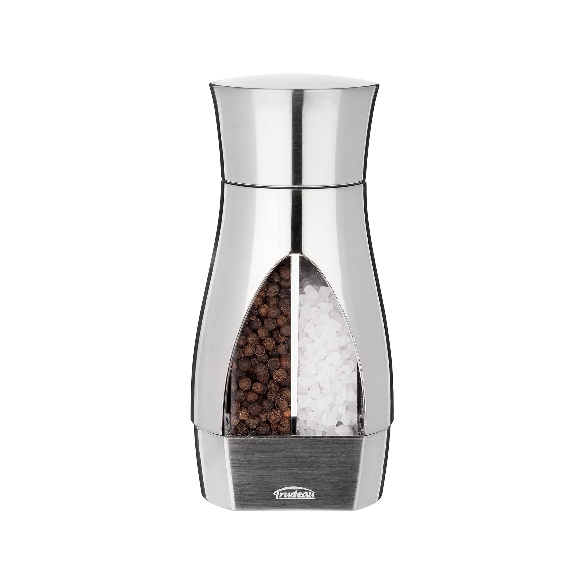 Trudeau Stainless Steel Manual 2-in-1 Salt and Pepper Mill - 7.5-Inch Space-Saving Grinder with Durable Carbon Steel Pepper Grinder and Rust-Proof Ceramic Salt Grinder - Adjustable Grind Settings - Product Image