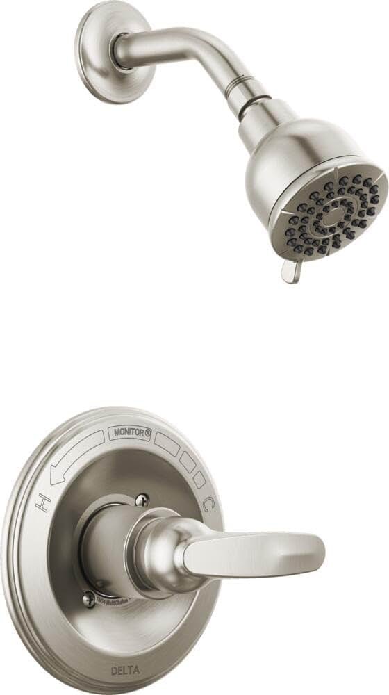 Delta Faucet Foundations 13 Series Single-Function Shower Trim Kit with Single-Spray Shower Head, Stainless BT1321-SS (Valve Not Included) - Product Image