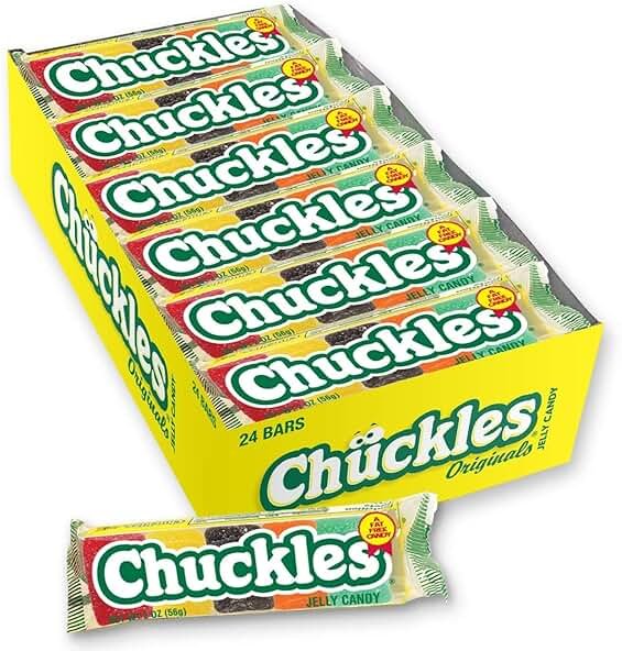 Wonka Chuckles Original, Jelly Sugar-Coated Candies, Fruit Flavored Candy, 2 Ounce Bars (Pack of 24) - Product Image