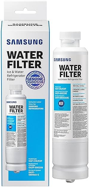SAMSUNG Genuine Filter for Refrigerator Water and Ice, Carbon Block Filtration for Clean, Clear Drinking Water, 6-Month Life, HAF-CIN/EXP, 1 Pack - Product Image