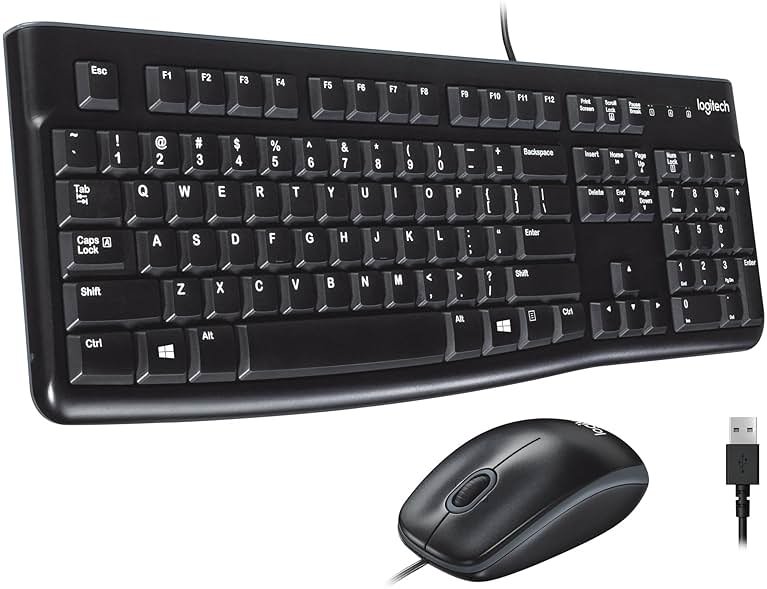 Logitech MK120 Wired Keyboard and Mouse Combo for Windows, Optical Wired Mouse, Full-Size Keyboard, USB Plug-and-Play, Compatible with PC, Laptop - Black - Product Image