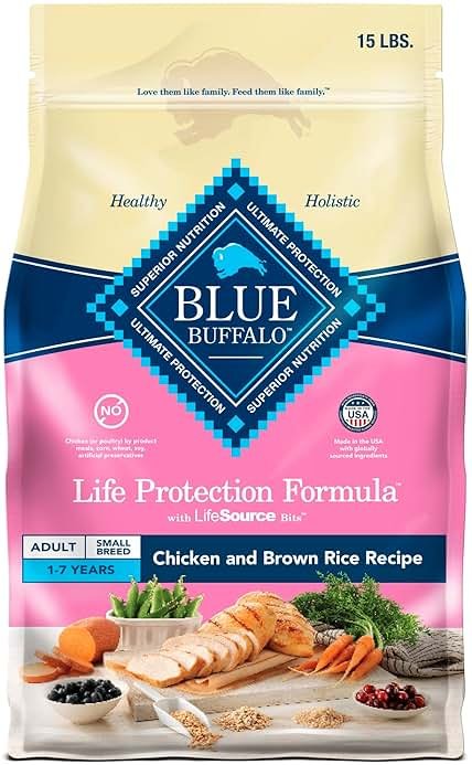Blue Buffalo Life Protection Formula Chicken & Brown Rice Small Breed Adult Dry Dog Food, Supports Immunity with Antioxidant-Rich LifeSource Bits, Promotes Healthy Muscles, Skin & Coat Health, 15 lbs. - Product Image