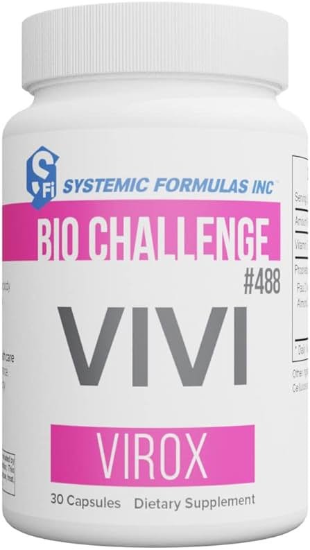 Systemic Formulas Bio Challenge #488 VIVI Virox - 30 Capsules. Powerful Immune Support Blend with PAU D’Arco, Leptotaenia Oil (Lomatium dissectum), Bitter Almond Oil, Jojoba Oil and Vitamin E. - Product Image
