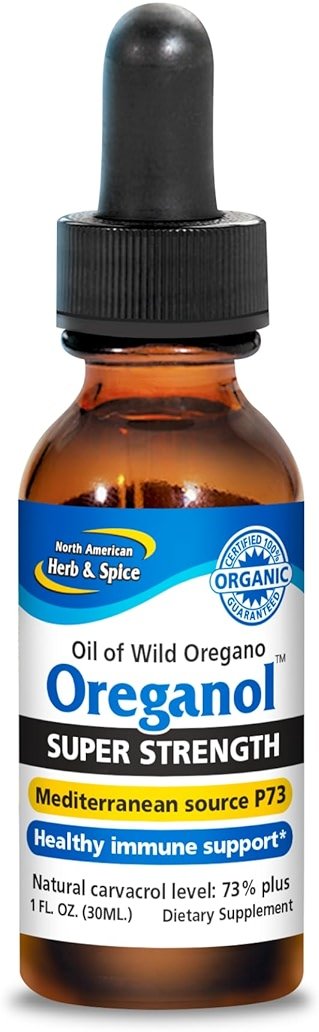NORTH AMERICAN HERB & SPICE Super Strength Oreganol - 1 fl. oz. - Unprocessed, Wild, Organic Oregano Oil - Mediterranean Source P73 - Non-GMO - 432 Servings - Product Image