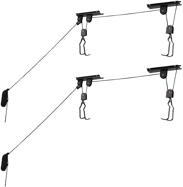 Bike Hanger - Overhead Hoist Pulley System with 100lb Capacity for Bicycles or Ladders - Secure Garage Ceiling Storage by Rad Sportz - Product Image