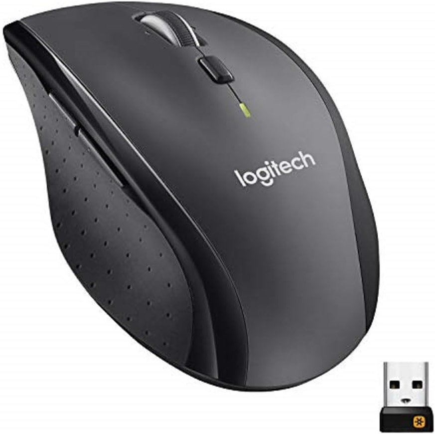 Logitech M705 Marathon Wireless Mouse – Long 3 Year Battery Life Ergonomic Sculpted Right-Hand Shape Hyper-Fast Scrolling and USB Unifying Receiver for Computers and laptops Dark Gray - Product Image