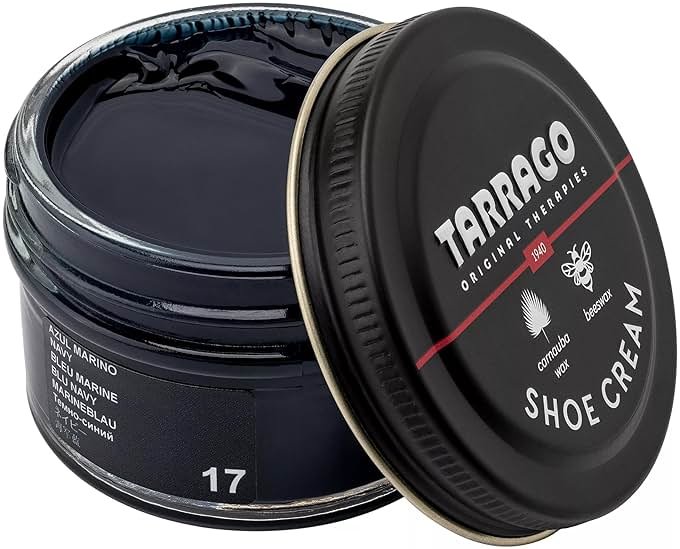 Tarrago Shoe Cream Professional Shoe Polish for Leather Boots, Shoes, Purse, Furniture Eco Friendly Leather Conditioner 1.7oz - Navy Blue #17 - Product Image