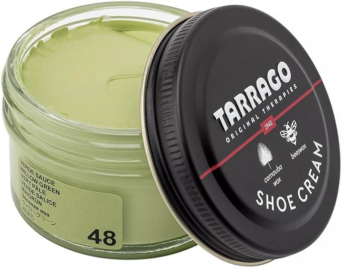 Tarrago Shoe Cream Professional Shoe Polish for Leather Boots, Shoes, Purse, Furniture Eco Friendly Leather Conditioner 1.7oz - Willow Green #48 - Product Image