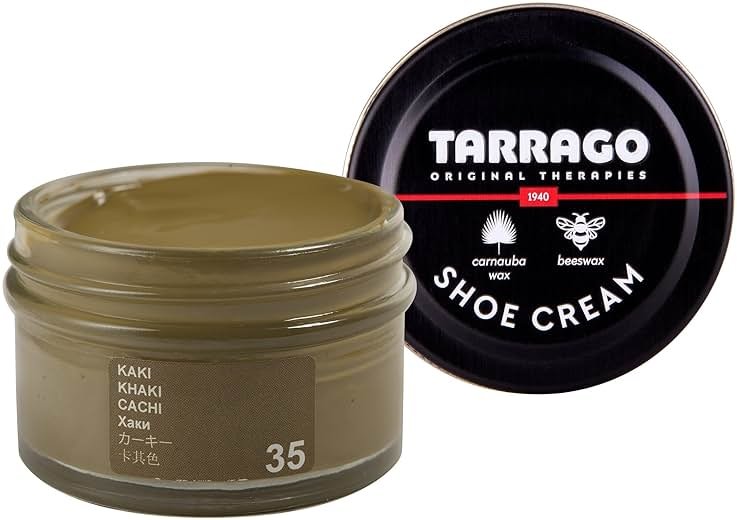 Tarrago Shoe Cream Professional Shoe Polish for Leather Boots, Shoes, Purse, Furniture Eco Friendly Leather Conditioner 1.7oz - Khaki Brown #35 - Product Image