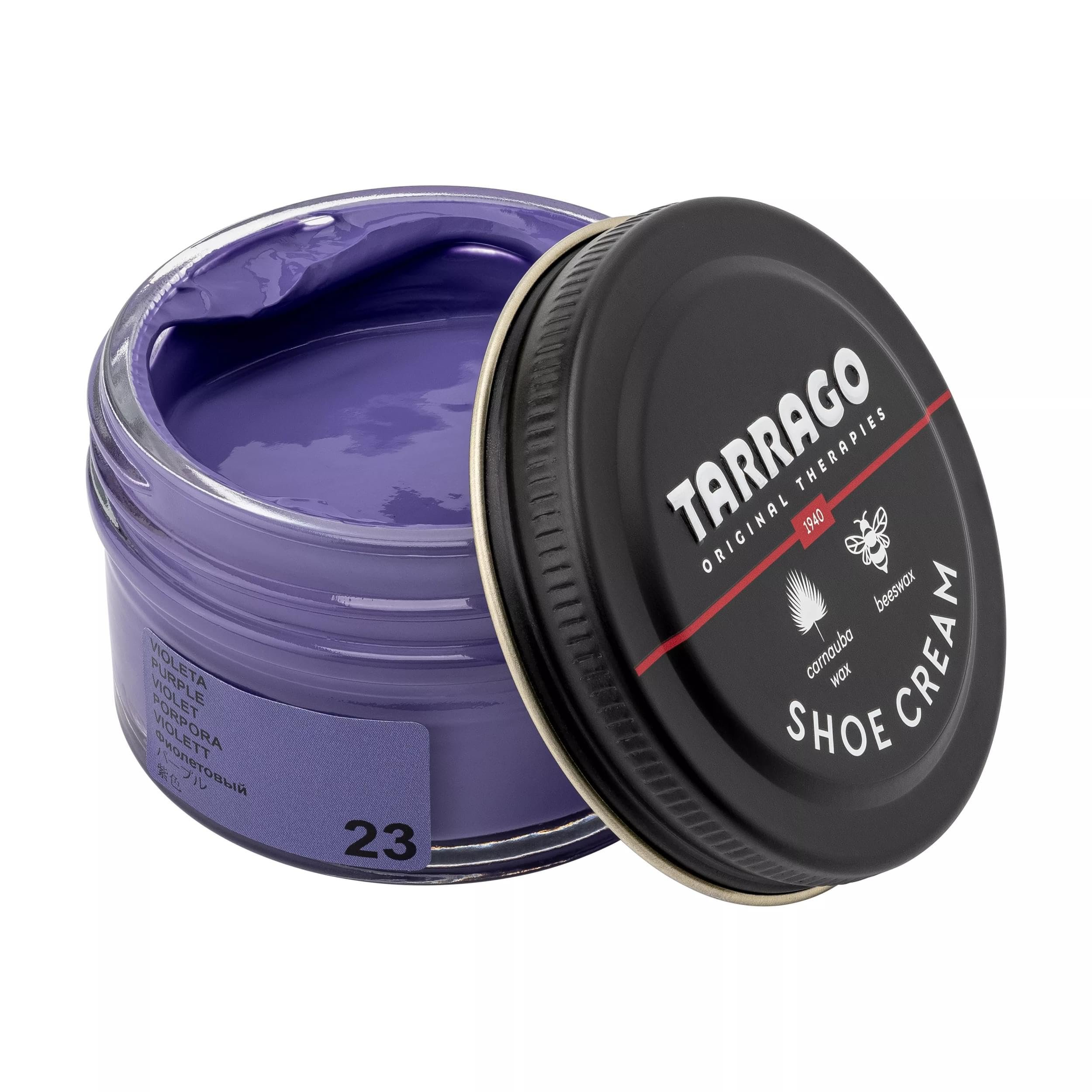Tarrago Shoe Cream Professional Shoe Polish for Leather Boots, Shoes, Purse, Furniture Eco Friendly Leather Conditioner 1.7oz - Purple #23 - Product Image