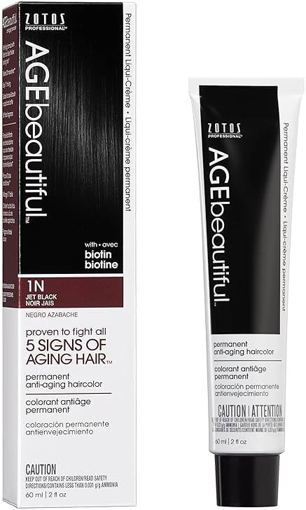 AGE beautiful Permanent Hair Color Cream, 100% Gray Coverage Hair Dye with Biotin Anti-Aging Formula for Fuller, Thicker Hair, Professional Salon Quality - Product Image