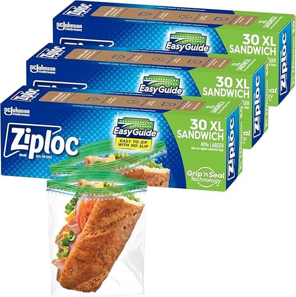 Ziploc Sandwich Bags, X-Large, 30-count (Pack of 3) - Product Image