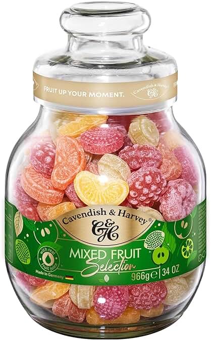 Cavendish & Harvey | Mixed Fruit Hard Candy Drops | 34 Ounce Jar - Product Image