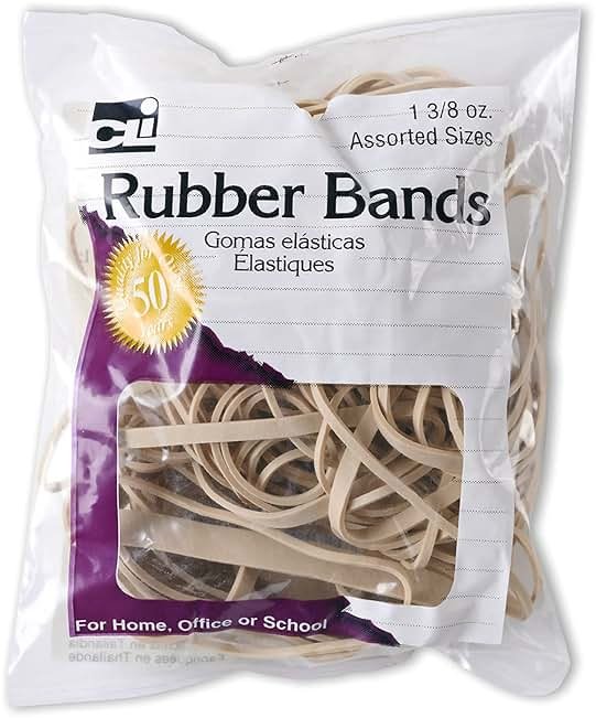 Charles Leonard Rubber Bands, 3/8 Ounce Bags, Amber, Assorted Sizes (56381) - Product Image