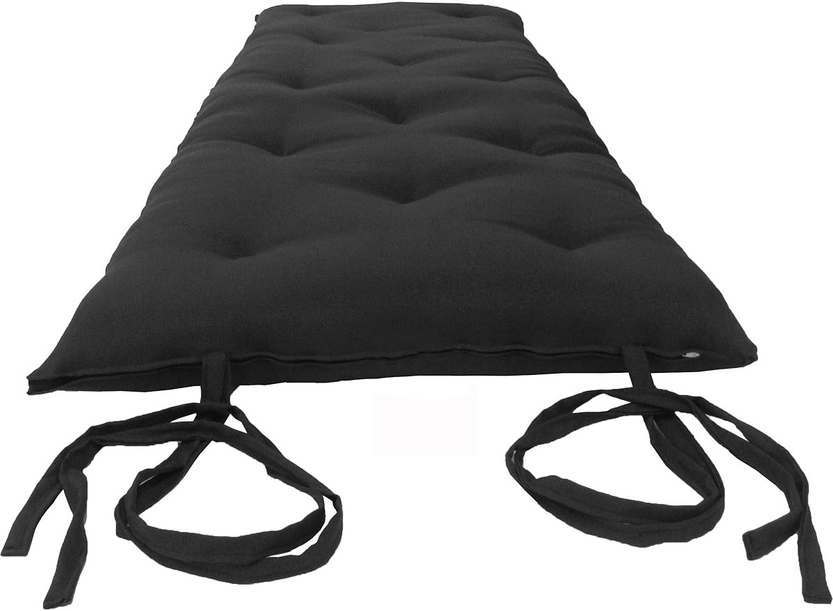 D&D Futon Furniture Cotton/Foam Traditional Japanese/Thai Floor Rolling Futon Mattresses, Yoga Meditation Mats, 3x30x80 Black - Product Image