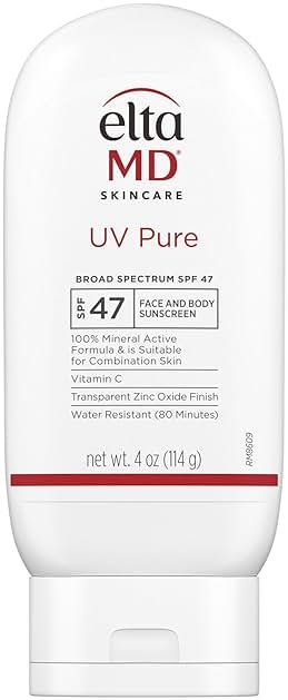 EltaMD UV Pure Kid-Friendly Sunscreen, 100% Mineral Active SPF 47, Face and Body, Water Resistant Up to 80 Min, Oil Free Zinc Oxide Formula - Product Image
