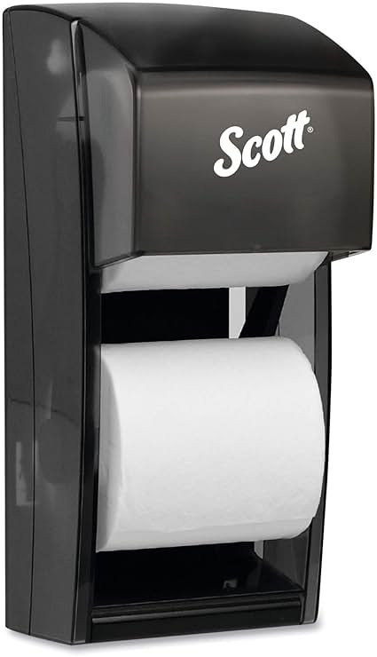 Scott Professional Vertical Standard Roll Toilet Paper Dispenser (09021), Dual Capacity, Black, 6.0"x13.6"x6.6" (Qty 1) - Product Image