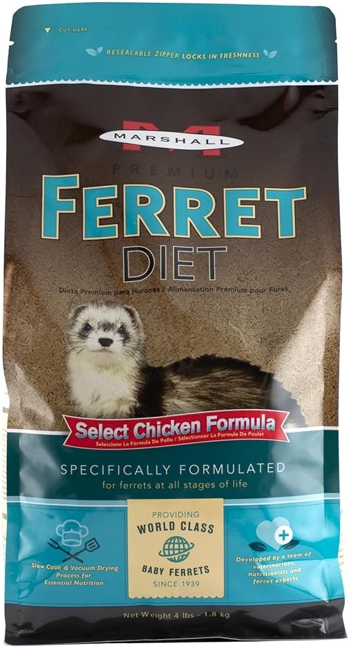 Marshall Select Chicken Formula Premium Ferret Diet – 4 lbs – Supports Digestion, Energy & Muscle Maintenance – Balanced Small Animal Food with Essential Nutrients - Product Image