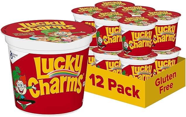 Lucky Charms with Marshmallows Breakfast Cereal Cup, Gluten Free, Single Serve Cereal, 1.7 oz (Pack of 12) - Product Image