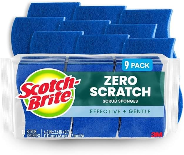 Scotch-Brite Non-Scratch Scrub Sponges, For Washing Dishes and Cleaning Kitchen, 9 Scrub Sponges - Product Image