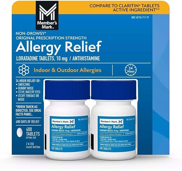 Member's Mark allergy Loratadine 10mg Antihistamine (Compare to Claritin),Tablet, 400-Count - Product Image