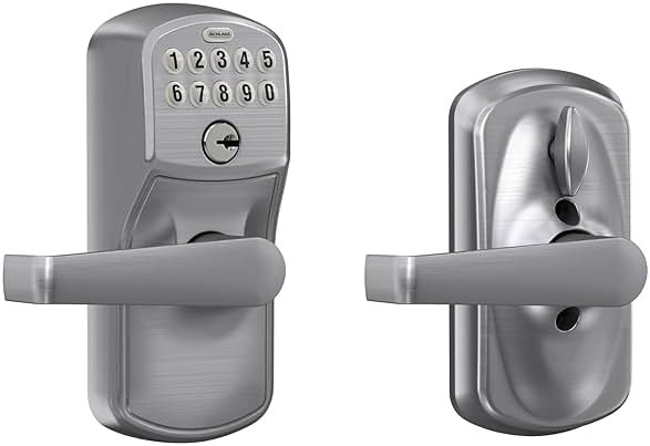 SCHLAGE Brushed Chrome FE595CS V PLY 626 ELA Plymouth Light Commercial Electronic Keypad Lock with Elan Lever(Satin Chrome) - Product Image