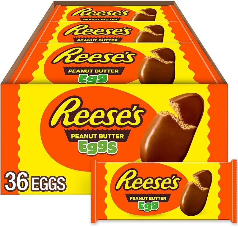 REESE'S Milk Chocolate Peanut Butter Eggs, Easter Basket Easter Candy Packs, 1.2 oz (36 Count) - Product Image