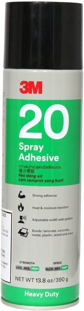 3M Heavy Duty 20 Spray Adhesive Clear, 20 fl oz can, Net Weight 13.75 oz (Pack of 1) - Product Image
