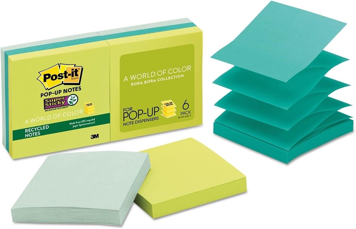 Post-it Pop-up Notes Super Sticky Pop-up Recycled Notes in Tropic Breeze Colors - Product Image