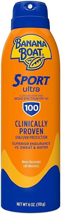 Banana Boat Sport Ultra SPF 100 Sunscreen Spray, 6oz, Sport Sunscreen Spray SPF 100, Banana Boat Sunscreen SPF 100 Spray, High SPF Sunscreen, Water Resistant Sunscreen, 6oz - Product Image