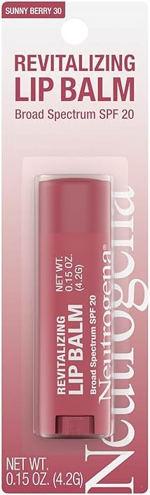 Neutrogena Revitalizing Tinted Lip Balm Broad Spectrum SPF 20 Sunscreen, Moisturizing Lip Balm with a Sheer Tint for Softer, Smoother, Healthier-Looking Lips, Sheer Sunny Berry 30, .15 oz - Product Image