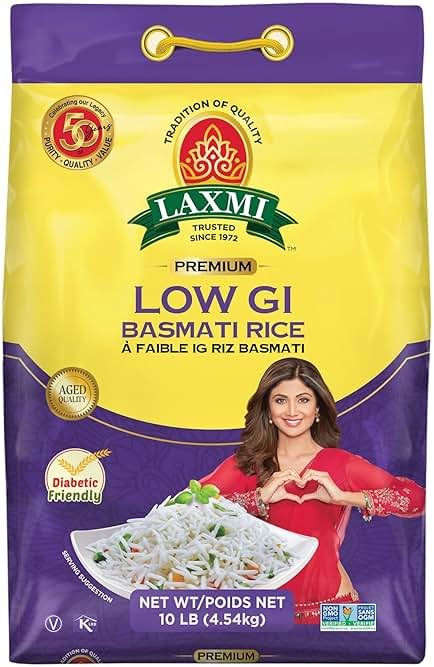 Laxmi Diabetic Friendly Basmati Rice w/Lower G.I. Index Value - 10lb - Product Image