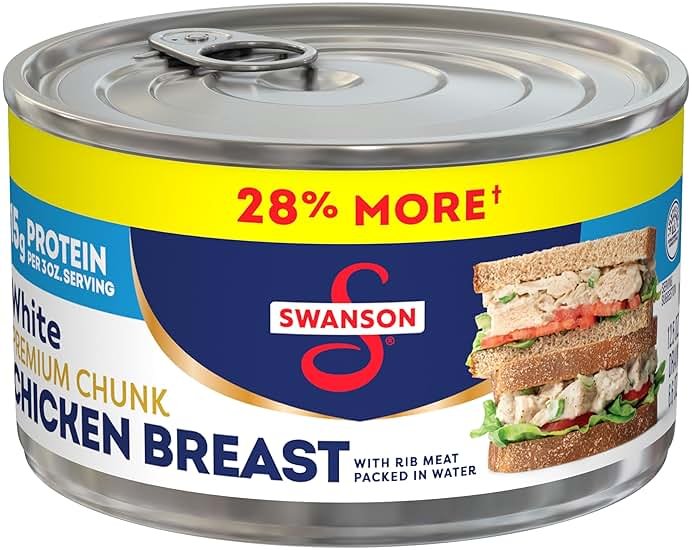 Swanson White Premium Chunk Canned Chicken Breast in Water, Fully Cooked Chicken, 12.5 OZ Can - Product Image