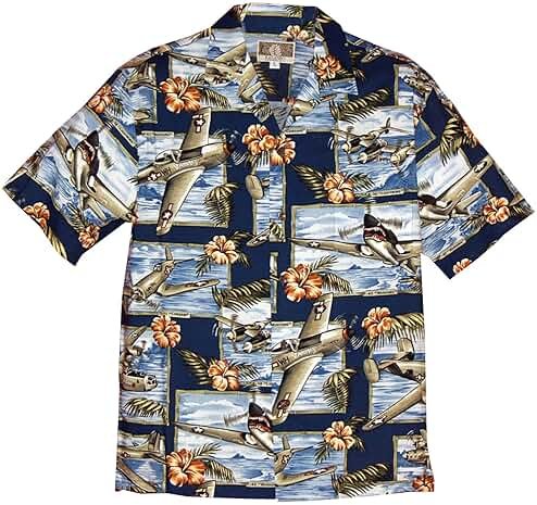 RJC Mens Hibiscus Fighter Airplane Shirt - Product Image