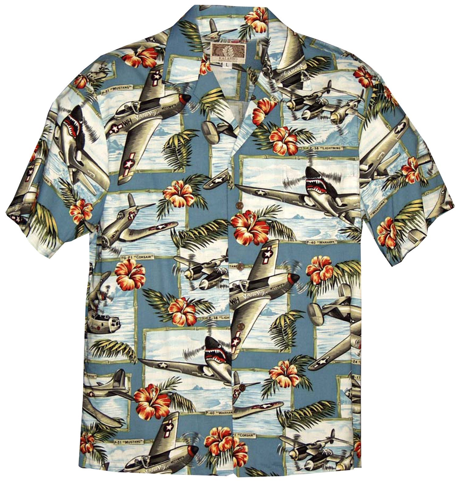 RJC Mens Hibiscus Fighter Airplane Shirt - Product Image