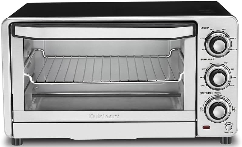 Cuisinart Custom Classic Toaster Oven Broiler, 1800 Watt Countertop Toaster Oven to Bake, Broil, and Toast, Non-Stick Interior, Consistent Toast Control, Brushed Stainless Steel/Black, TOB-40N - Product Image
