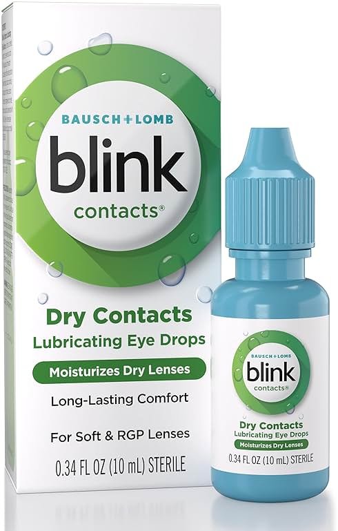 Blink Contacts Lubricating Eye Drops with Hyaluronate, Moisturizing & Soothing for Soft & RGP Contact Lenses, Refreshes Lenses, Hydrating & Comforting Daily Eye Care, 0.34 Fl Oz - Product Image