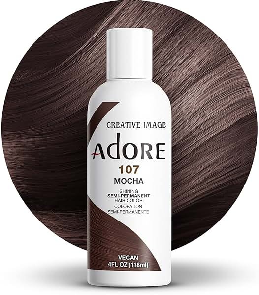 Adore Semi Permanent Hair Color (107 Mocha) | Vegan & Cruelty-Free Brown Hair Dye | No Ammonia, No Peroxide, No Alcohol | 4 Fl Oz - Product Image