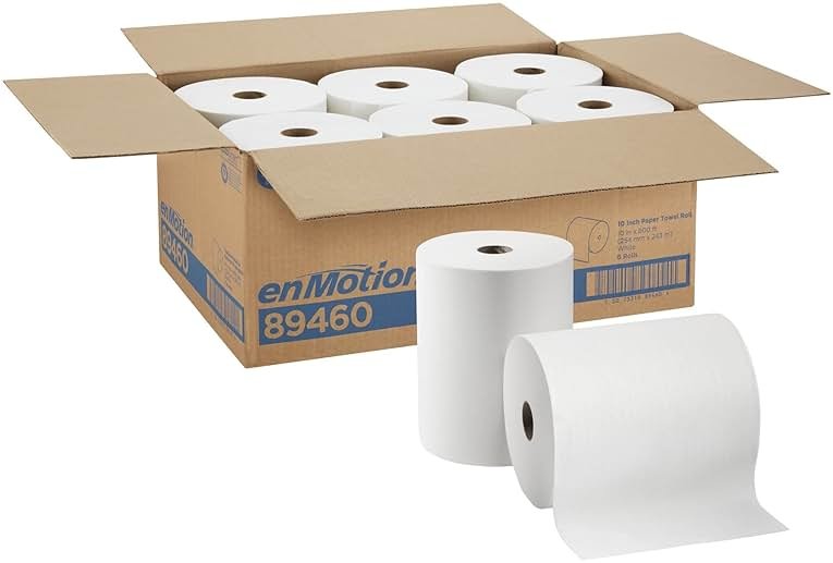 enMotion Georgia‑Pacific (by GP PRO) 10 in 800 Linear Feet Paper Towel Roll, White, 6‑Roll Case Paper Towel Rolls, 89460 - Product Image