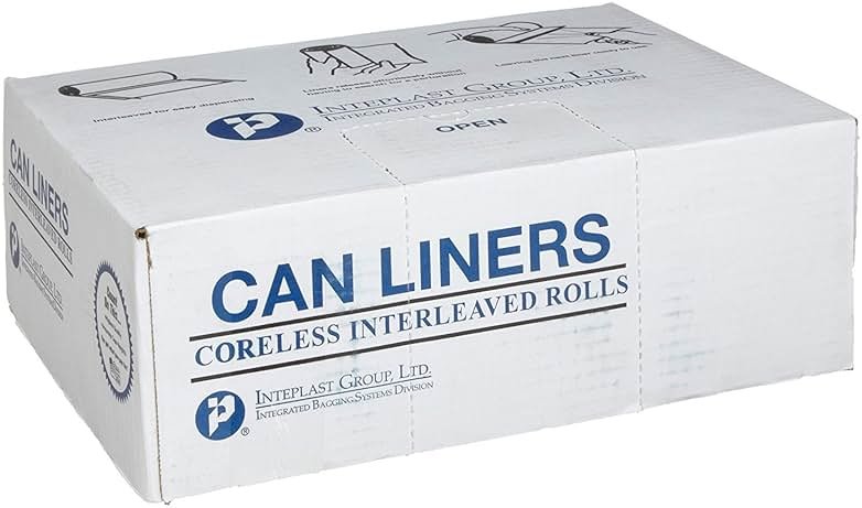Inteplast Group S434812N 48 Length x 43 Width x 12 Mic Thickness Natural Color HDPE Commercial Coreless Institutional Trash Can Liner Case of 8 Roll 25 Bags per Roll - Product Image