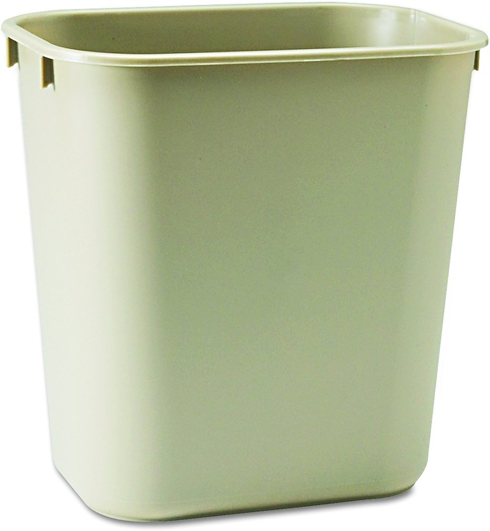 Rubbermaid Commercial Products Receptacle Wastebasket, 3.25-Gallon/12-Quart, Beige, Plastic, Garbage Can for Home/Office, Fits Under Desk/Sink/Cabinet - Product Image